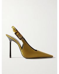 Saint Laurent - Climax Satin Slingback Point-Toe Pumps - Lyst