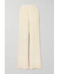 Loro Piana Ribbed Cashmere Wide-leg Trousers - Natural