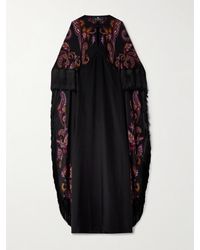 Etro - Cape-Effect Fringed Paisley-Print Silk Gown - Lyst