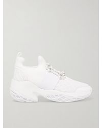 Roger Vivier - Viv Run Crystal-Embellished Mesh And Leather Slip-On Sneakers - Lyst