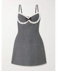 ShuShu/Tong - Lace And Velvet-Trimmed Twill Mini Dress - Lyst