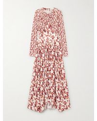 Isabel Marant - Galina Asymmetric Gathered Draped Printed Stretch-Jersey Maxi Dress - Lyst