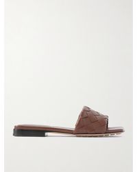 Bottega Veneta - Riva Intrecciato Leather Slides - Lyst