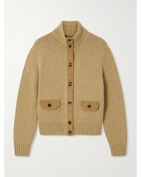 Loro Piana - Parksville Suede-Trimmed Cashmere Cardigan - Lyst