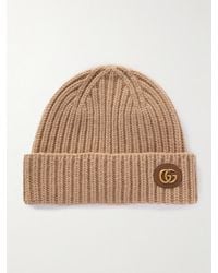 Gucci - Victor Appliquéd Ribbed Wool And Cashmere-Blend Beanie - Lyst