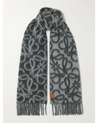Loewe - Schal Aus Jacquard-Strick Mit Fransen - Lyst