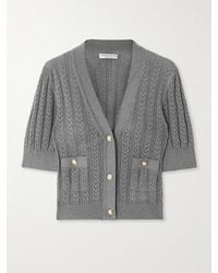 Alessandra Rich - Cropped Pointelle-Knit Cotton And Cashmere-Blend Cardigan - Lyst