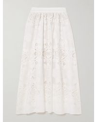 Borgo De Nor - Rhea Broderie Anglaise Poplin Midi Skirt - Lyst
