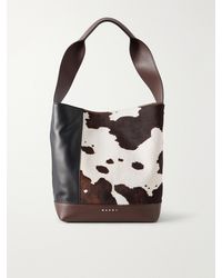 Marni - Pod Leather-Trimmed Cow-Print Calf-Hair Tote - Lyst