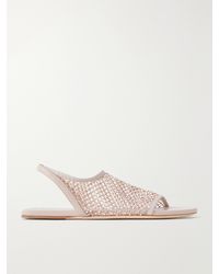 Christopher Esber - Minette Crystal-Embellished Mesh And Leather Slingback Sandals - Lyst
