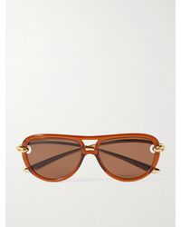 Bottega Veneta - New Knot Aviator-Style Acetate And-Tone Sunglasses - Lyst
