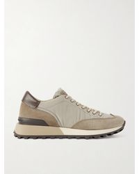 Brunello Cucinelli - Leather And Suede-Trimmed Shell Sneakers - Lyst