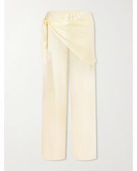 Doen - Lavona Tie-Detailed Silk-Satin Wide-Leg Pants - Lyst