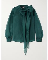 Carolina Herrera - Pussy-Bow Silk-Organza Blouse - Lyst