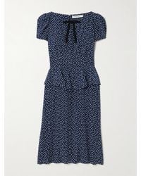 Alessandra Rich - Bow-Detailed Ruffled Polka-Dot Silk Midi Dress - Lyst