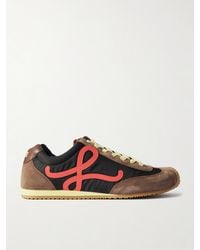 Loewe - Ballet Runner 2.0 Logo-Appliquéd Leather, Canvas And Suede Sneakers - Lyst