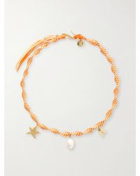 ALÉMAIS - Calypso Macrame And Pearl Charm Necklace - Lyst