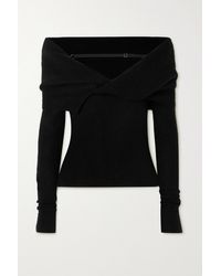 Jacquemus Ascua Off-the-shoulder Knitted Sweater - Black