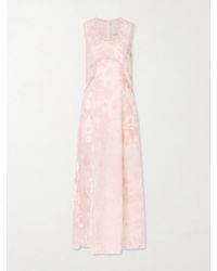 Anna Sui - Boudoir Floral Devoré-Velvet Satin Midi Dress - Lyst