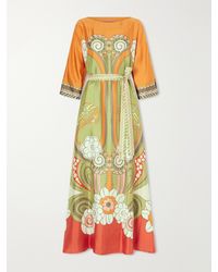 La DoubleJ - Muumuu Belted Printed Silk-Twill Maxi Dress - Lyst