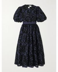 Erdem - Open-Back Pleated Broderie Anglaise Voile Midi Dress - Lyst