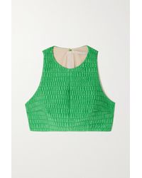Emilia Wickstead Kyesha Cropped Cotton-blend Cloqué Top - Green