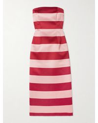 Emilia Wickstead - Leila Strapless Striped Duchesse-Satin Midi Dress - Lyst