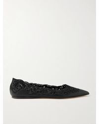 Gabriela Hearst - Ziva Leather And Embroidered Tulle Point-Toe Flats - Lyst