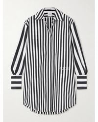 Patou - Iconic Oversized-Minihemdblusenkleid Aus Gestreifter Baumwollpopeline Mit Stickerei - Lyst