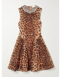 Zimmermann - Crush Crystal-Embellished Paneled Leopard-Print Linen And Silk-Blend Mini Dress - Lyst
