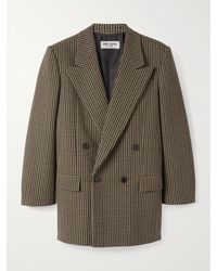 Saint Laurent - Doppelreihiger Blazer Aus Einer Karierten Wollmischung - Lyst