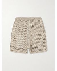 Brunello Cucinelli - Sequined Crocheted Cotton Mini Shorts - Lyst