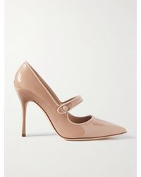 Manolo Blahnik - Campari 105 Grosgrain-Trimmed Patent-Leather Pumps - Lyst