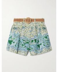 Zimmermann - Ottie Paisley Print Belted Linen Shorts - Lyst