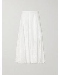 Tory Burch - Pleated Broderie Anglaise Cotton Midi Skirt - Lyst