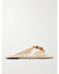 Jimmy Choo - Lova Embellished Metallic Leather Sandals - Lyst