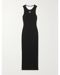 Loewe - Anagram-embroidered Split-hem Stretch-cotton Maxi Dres - Lyst