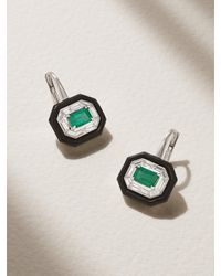 Nikos Koulis - Oui 18-Karat, Enamel, Diamond And Emerald Earrings - Lyst