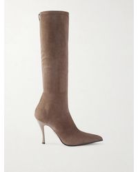 Loewe - Comic Embellished Stretch-Leather And Suede Knee Boots - Lyst