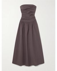 St. Agni - Strapless Tie-Back Crinkled Cotton-Blend Maxi Dress - Lyst