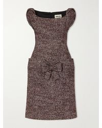 ShuShu/Tong - Bow-Detailed Wool-Blend Herringbone Midi Dress - Lyst