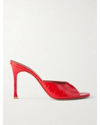 AMINA MUADDI - Alexa 95 Croc-Effect Leather Mules - Lyst
