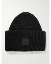 Acne Studios - Appliquéd Ribbed Wool And Yak Hair-Blend Beanie - Lyst