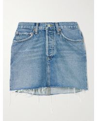 Agolde - V-Waist Frayed Denim Mini Skirt - Lyst