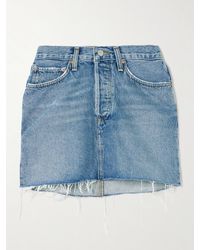 Agolde - V-Waist Mini-Jeansrock Mit Fransen - Lyst