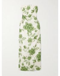SIR. - Gardella Strapless Cutout Floral-Print Linen Midi Dress - Lyst