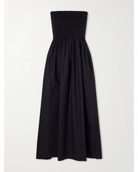 Faithfull the Brand - Jamie Strapless Shirred Cotton-Poplin Midi Dress - Lyst