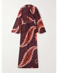 Johanna Ortiz - Santa Maria Belted Printed Silk-Satin Maxi Dress - Lyst