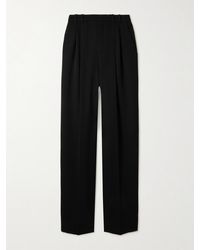 Saint Laurent - Pleated Grain De Poudre Wool Wide-Leg Pants - Lyst