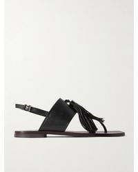 Brunello Cucinelli - Sandalen Aus Leder Mit Troddeln Und Zierperlen - Lyst